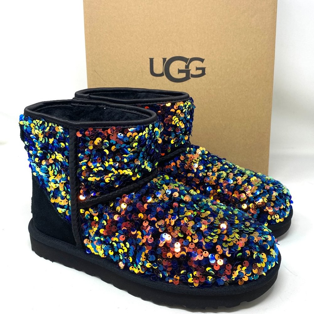 UGG  Classic Mini Stellar Sequin Black Women's